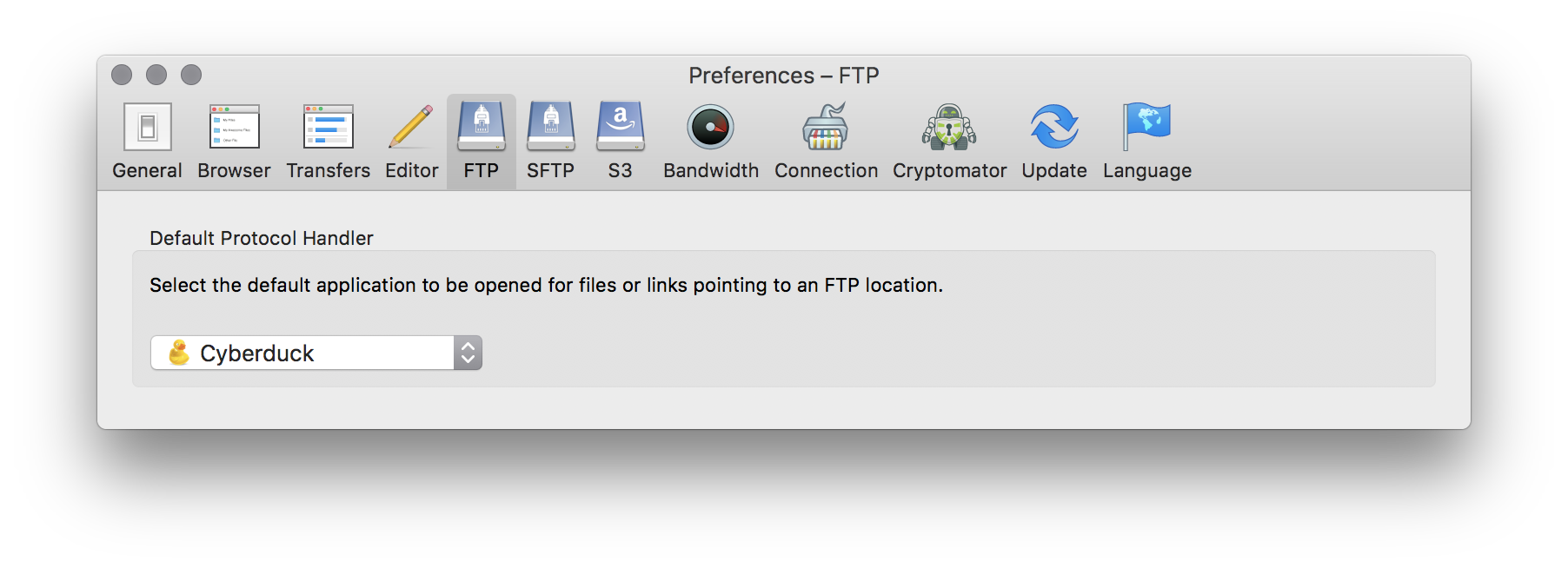 Default FTP Protocol Handler