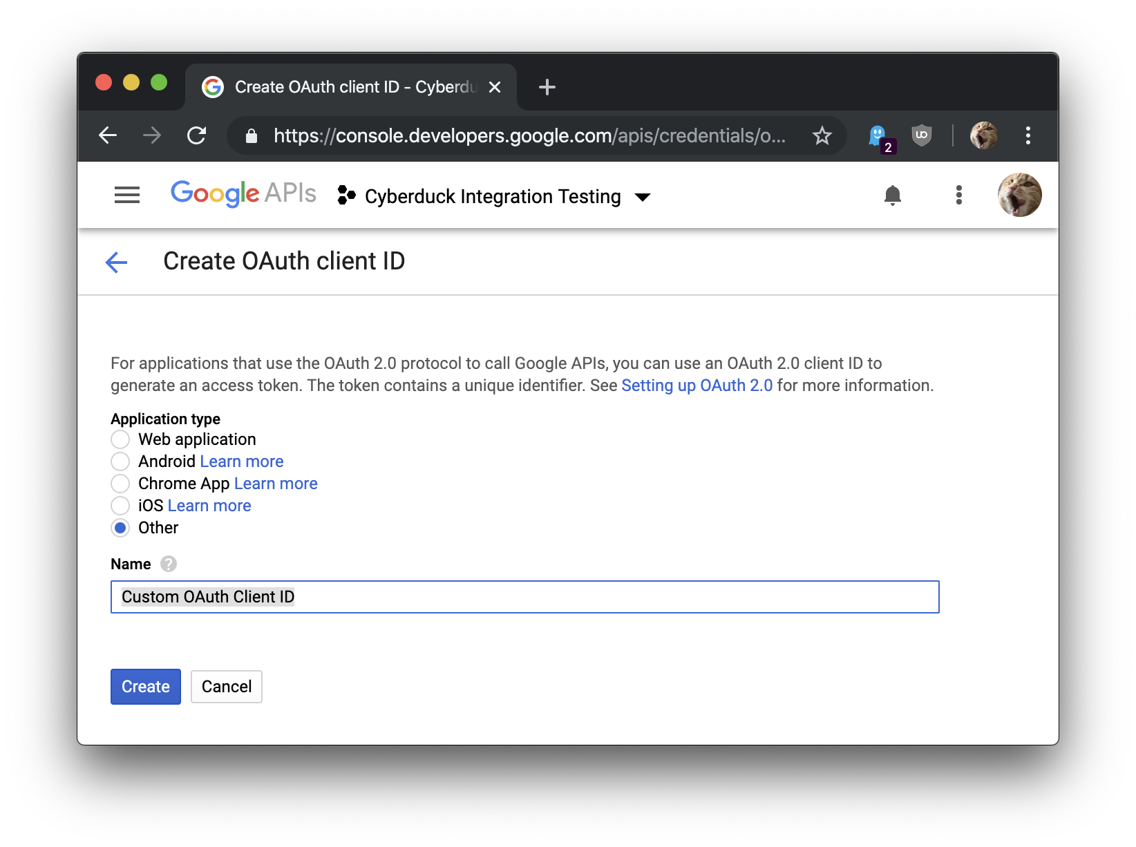 Connecting to Google services using custom OAuth client