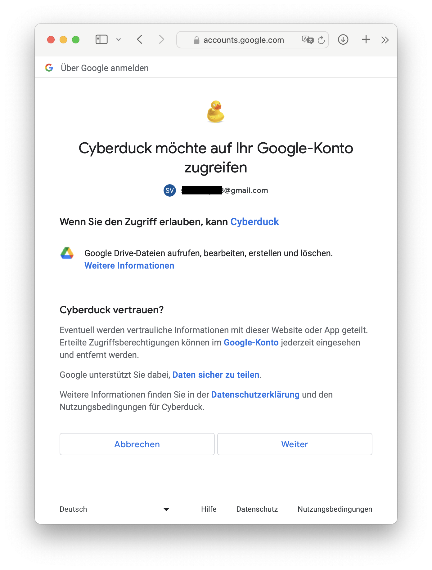 Google Drive Cyberduck Help Documentation